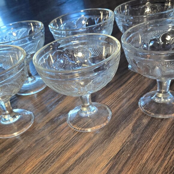 Vintage LUMINARC (France) Set of Six Fruit Pattern Embossed Dessert Cups - Picture 10 of 14